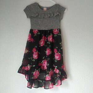 Wonder Nation girl's size M (7-8) black and gray floral dress